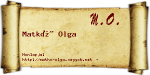 Matkó Olga névjegykártya